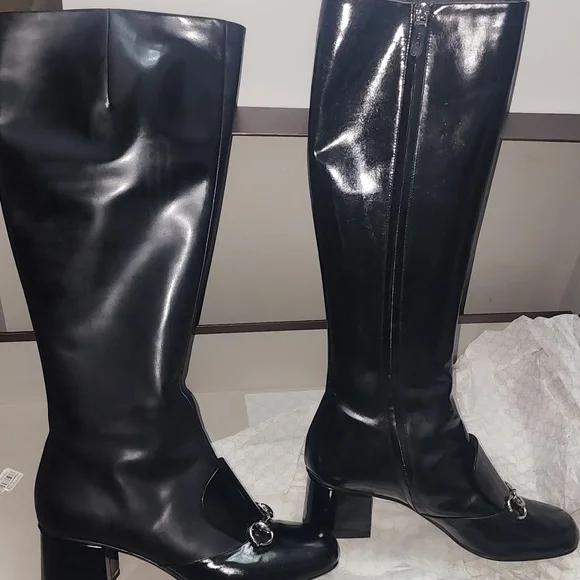 GUCCI LILIAN EUC KNEE HIGH BLACK BOOTS WORN 1X SIZE 38.5 IN BOX - Picture 2 of 9